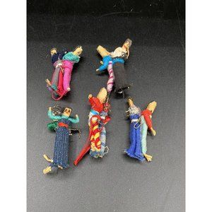 Guatemalan Worry Dolls Woven Miniatures Cultural Pairs Glued Together LOT 5